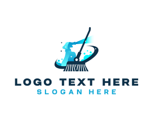 Broom Sprayer Janitorial Cleaning Logo