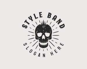 Grunge Punk Skull logo design