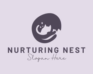 Cat Mother Baby logo design