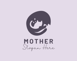 Cat Mother Baby logo design