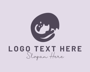 Silhouette - Cat Mother Baby logo design
