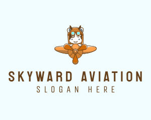 Cow Airplane Pilot logo design