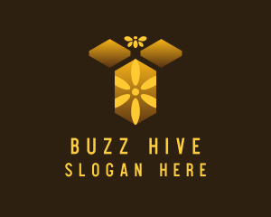 Honeycomb Flower Bee logo design