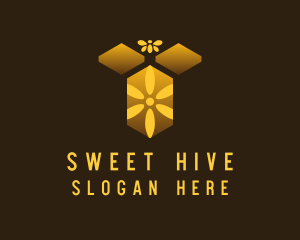 Honeycomb Flower Bee logo design