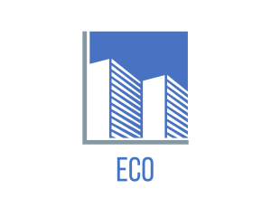 Blue Building Construction Logo