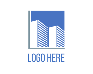 Skyscraper - Blue Building Construction logo design