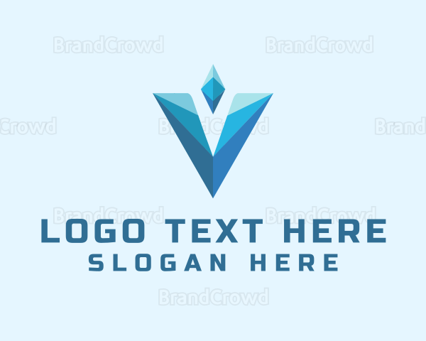 Digital Technology Letter V Business Logo