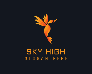 Gradient Flying Hummingbird logo design