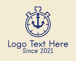 Navy - Timer Stopwatch Anchor logo design