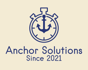 Timer Stopwatch Anchor  logo design