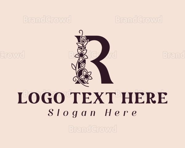Flower Vine Letter R Logo