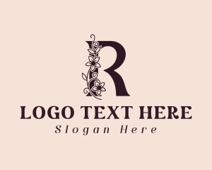 Calligraphy - Flower Vine Letter R logo design