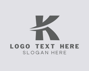 Greyscale - Swoosh Curve Letter K logo design