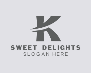 Letter K - Swoosh Curve Letter K logo design