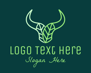 Carabao - Green Bull Leaves logo design