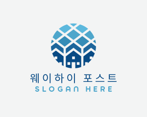 Blue Geometric Real Estate logo design