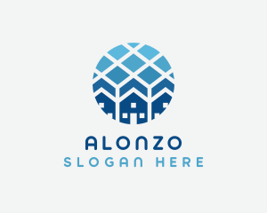 Blue Geometric Real Estate logo design