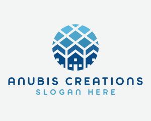 Blue Geometric Real Estate logo design