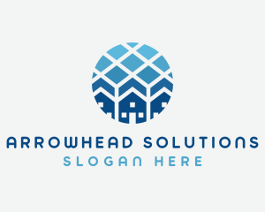 Blue Geometric Real Estate logo design