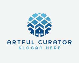 Blue Geometric Real Estate logo design