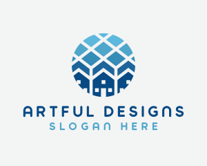 Blue Geometric Real Estate logo design