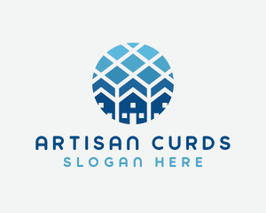 Blue Geometric Real Estate logo design