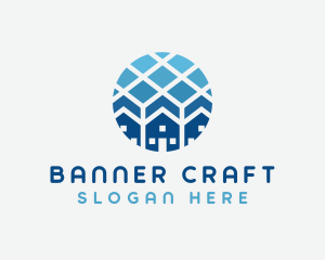 Blue Geometric Real Estate logo design