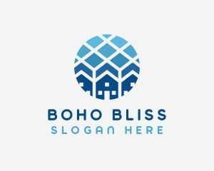 Blue Geometric Real Estate logo design