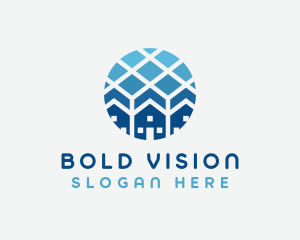 Blue Geometric Real Estate logo design