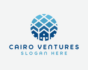 Blue Geometric Real Estate logo design