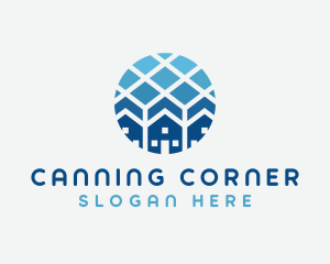 Blue Geometric Real Estate logo design