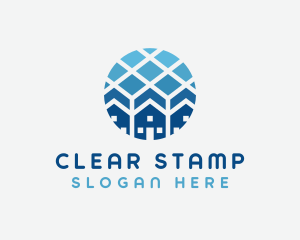 Blue Geometric Real Estate logo design