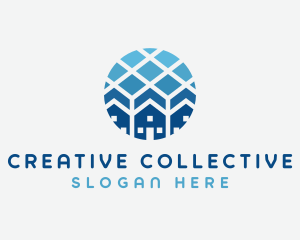 Blue Geometric Real Estate logo design