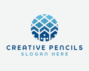 Blue Geometric Real Estate logo design