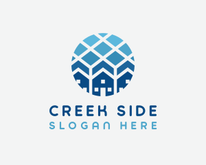 Blue Geometric Real Estate logo design