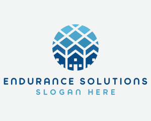 Blue Geometric Real Estate logo design