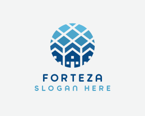 Blue Geometric Real Estate logo design