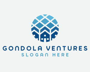 Blue Geometric Real Estate logo design