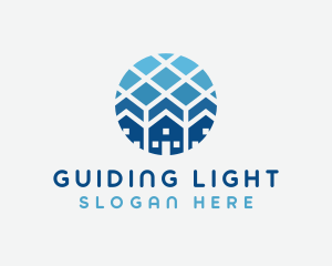 Blue Geometric Real Estate logo design