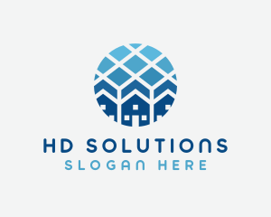 Blue Geometric Real Estate logo design