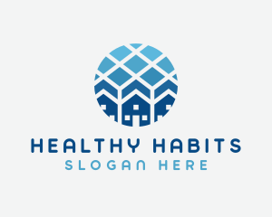 Blue Geometric Real Estate logo design