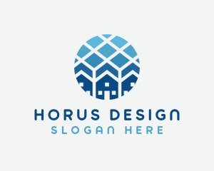 Blue Geometric Real Estate logo design