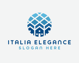 Blue Geometric Real Estate logo design