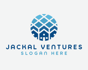 Blue Geometric Real Estate logo design