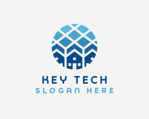 Blue Geometric Real Estate logo design