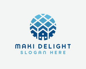 Blue Geometric Real Estate logo design