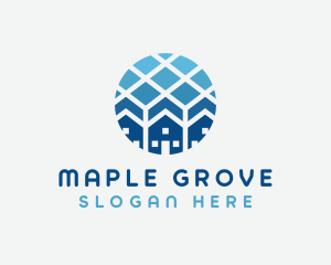 Blue Geometric Real Estate logo design