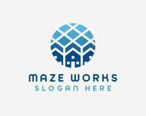 Blue Geometric Real Estate logo design