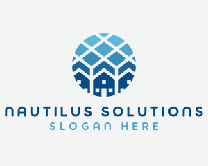 Blue Geometric Real Estate logo design