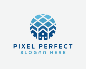 Blue Geometric Real Estate logo design